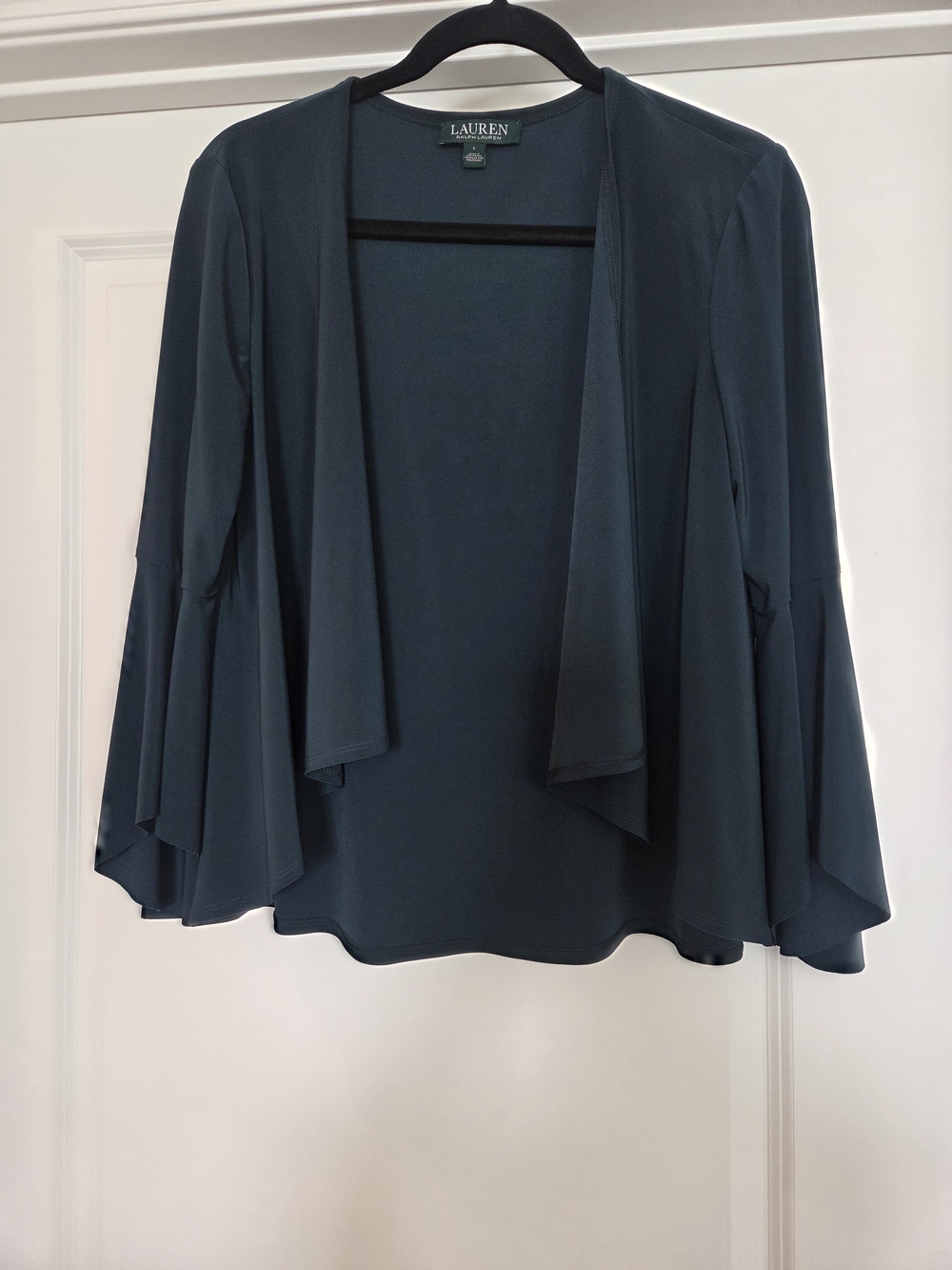 Lauren Ralph Lauren Deep Green Open Front Draped Jacket